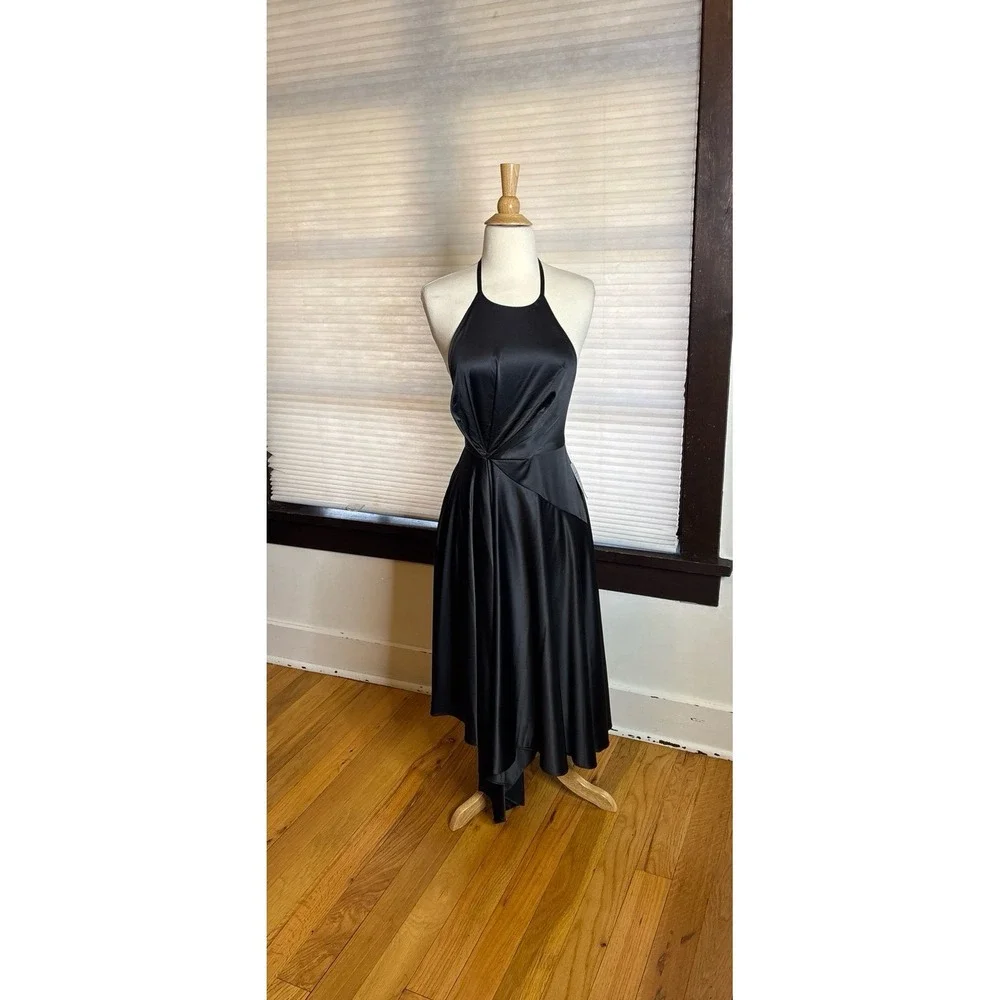 Jewel Badgley‎ Mischka Satin Backless Dress with High-Low Skirt